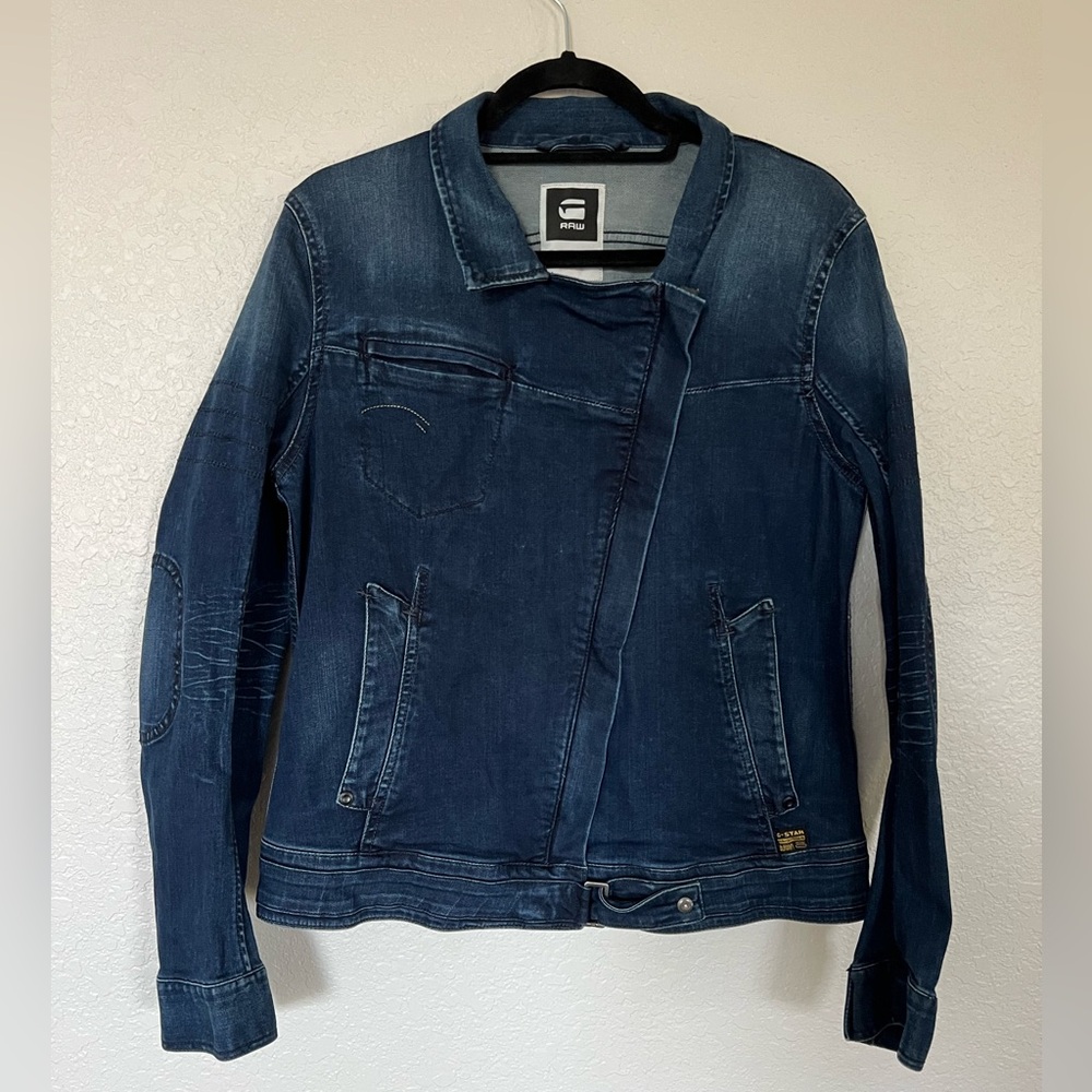 G STAR asymmetrical jean denim jacket size XL